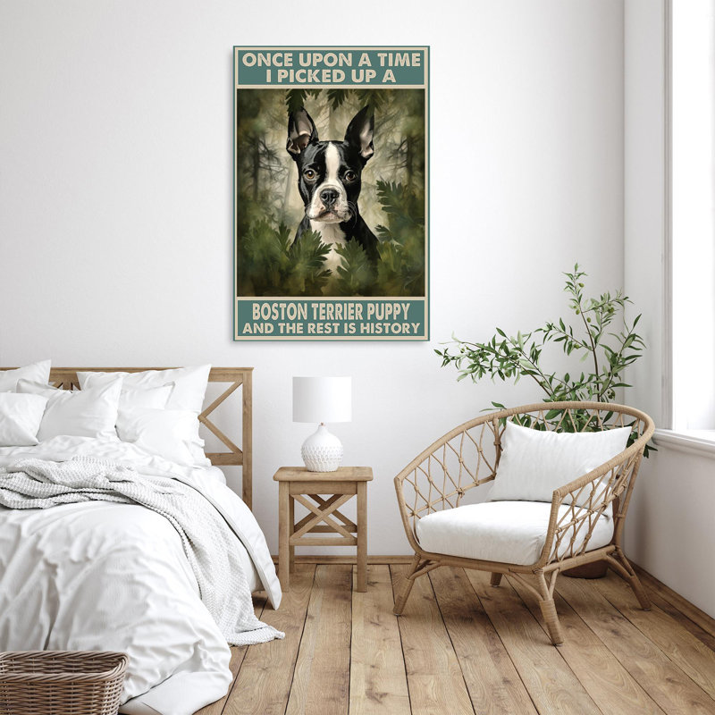 «I Picked Up A Boston Terrier» - 1 pièce rectangulaire «I Picked Up A Boston Terrier», H 20 po x l 16 po x P 1,25 po
