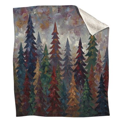 Gray Pine Tree Forest Blankets