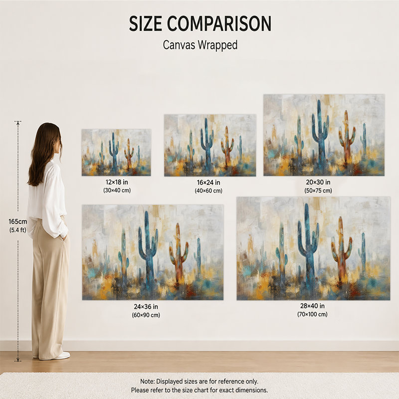 Reproduction d'art mural sur toile, abstrait Saguaro cactus, couteau à palette épaisse, désert, ton neutre, décoration murale de salon