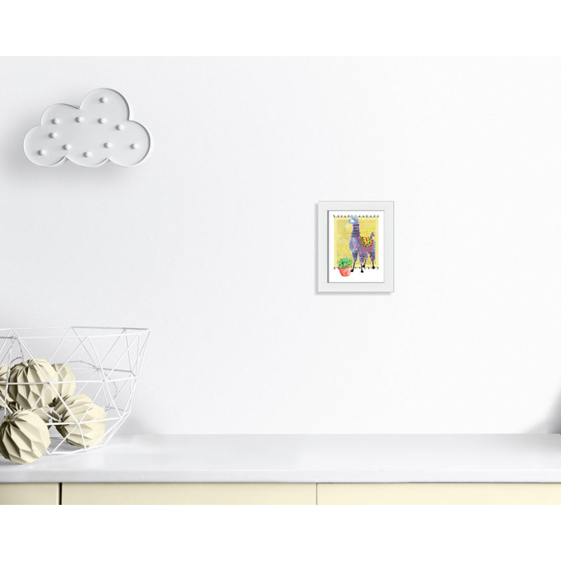 « jolie llama ii », art sur toile, H 12 po x l 10 po x P 0,625 po, Cadre blanc