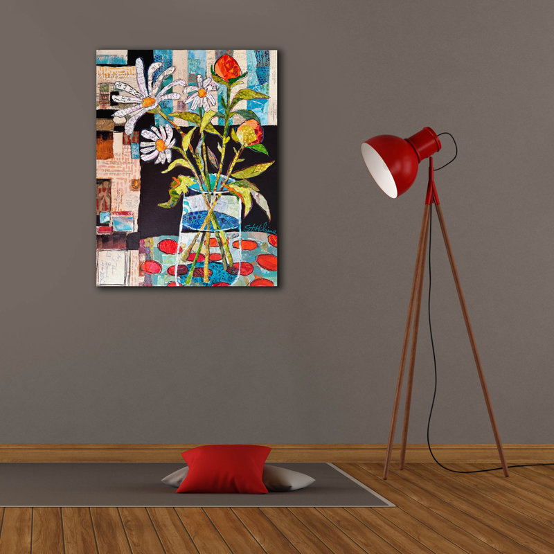 «Polka Dot Floral» par St Hilaire Elizabeth, art mural sur toile, H 34 po x l 26 po