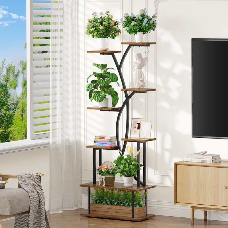 67.32'' Plant Stand with Grow Lights, Rustic Brown