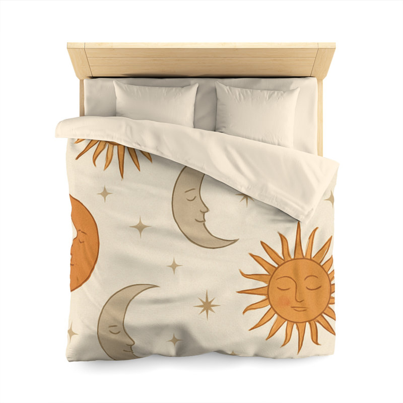 Microfiber Duvet Cover Boho Style, Design 51, Cream, Queen Duvet Cover