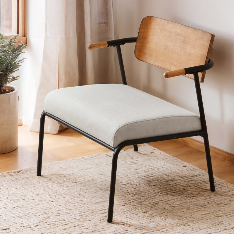 fauteuil d'appoint Mid-Century moderne, Polyester crème