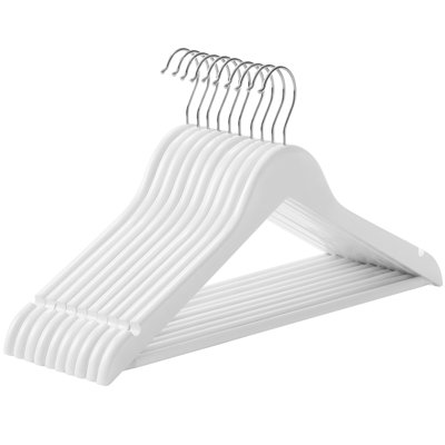 Solid Wooden Clothes Hangers with Trouser Bar and 2 Grooves