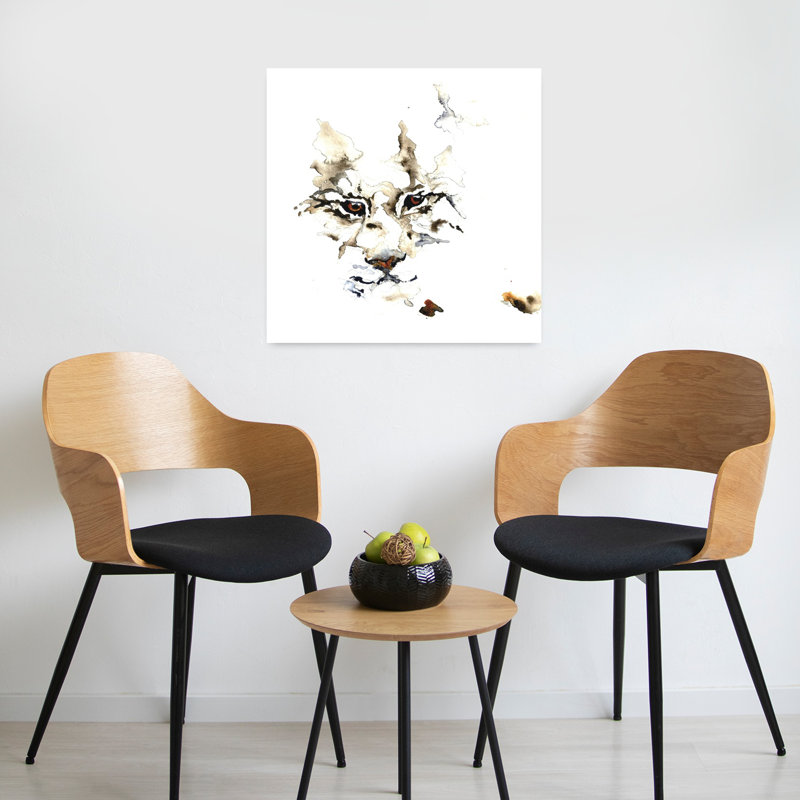 Art mural abstrait chat sauvage, aquarelle, 24" H x 24" W