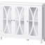 Buffet, armoire buffet avec 3 portes en verre trempé, tablette réglable, blanc pour la salle à manger, rangement dans le salon