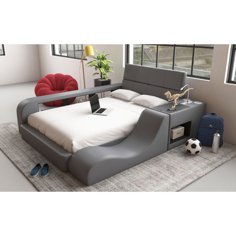 Avonlee Picket House Furnishings Booker Bed in Grey PU, Full