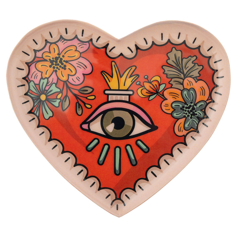 Enamel Trays Small Heart Scandi, Red/Pink, Scandi