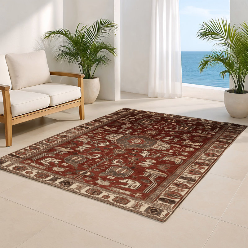 Tapis d'intérieur et d'extérieur brun Persian, Rectangulaire 3 pi x 5 pi