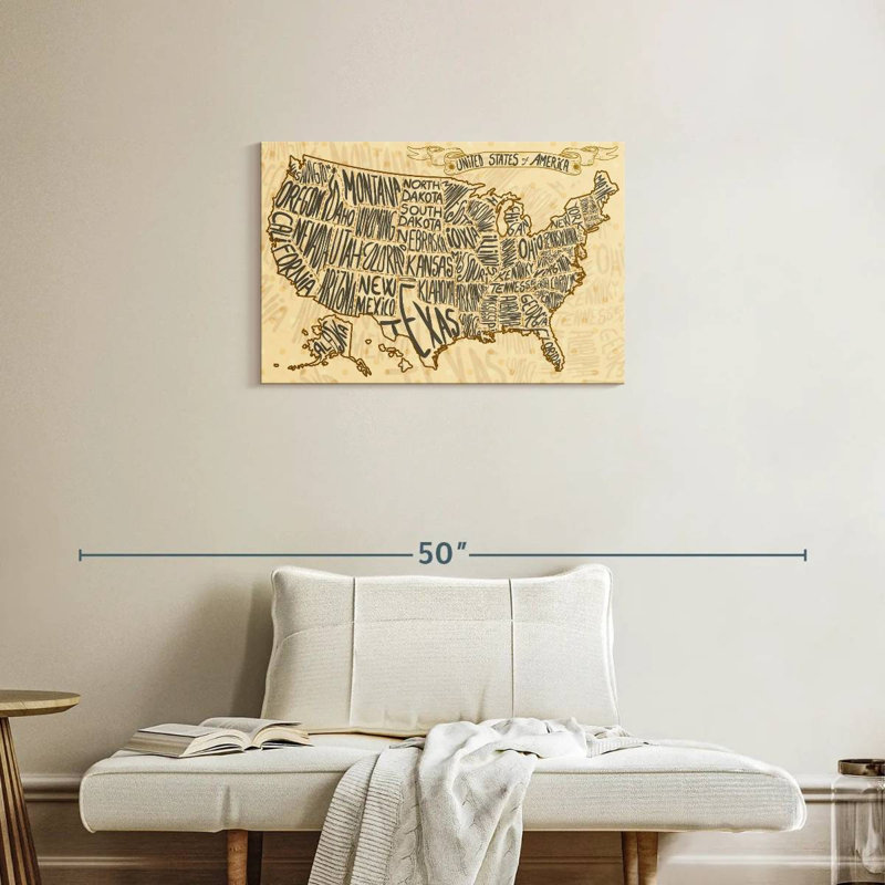 Aliaz Text USA Map, 20" H x 30" W