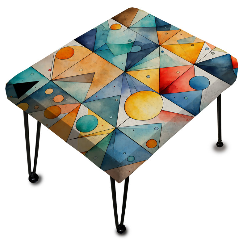 Bleu et rouge aquarelle Triangle Blaze - Repose-pieds rectangulaire géométrique