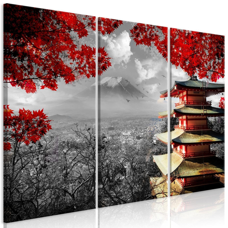 Okehampt, aventure japonaise sur toile, 3 pièces, H 24 po x l 36 po x P 0,7 po