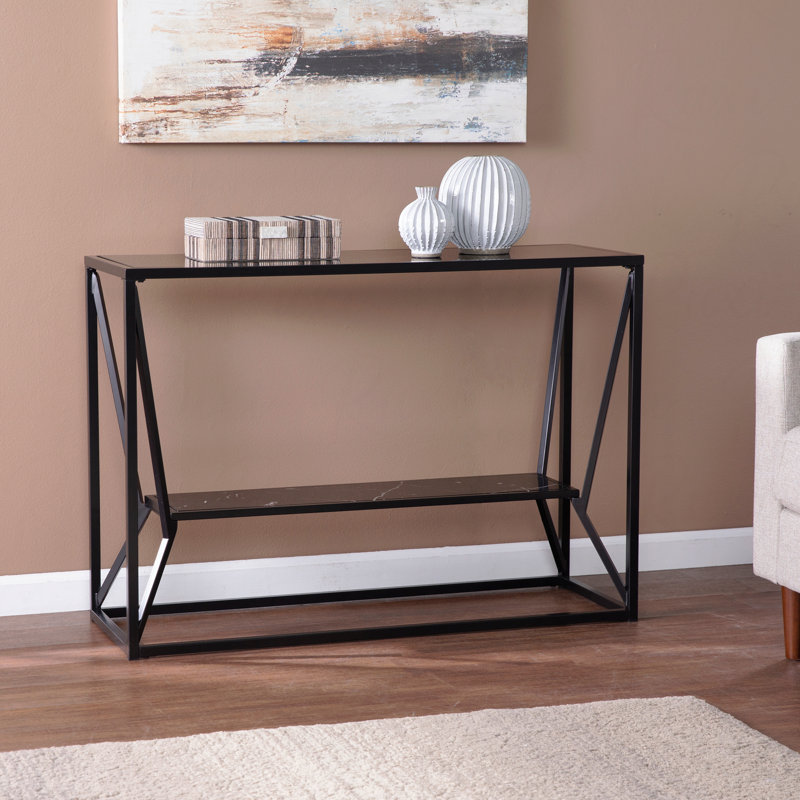 Long Glass-Top Console Table