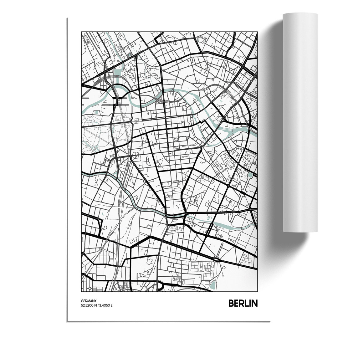 Map Berlin GERMANY - Frameless Print