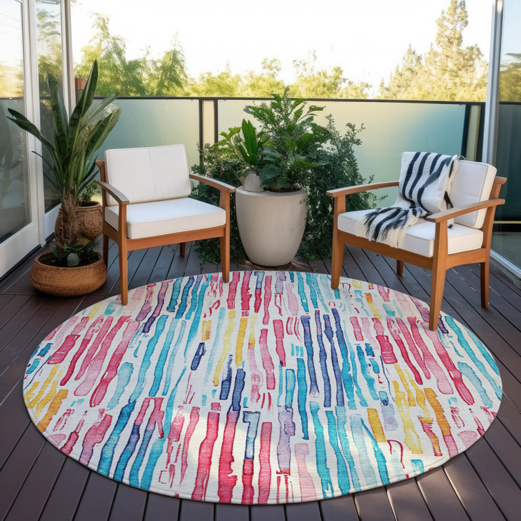 Machine Washable Indoor/Outdoor Cinead ACN1684 White Rug