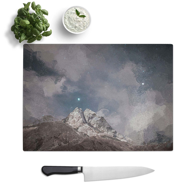 Tempered Glass Stars Above the Himalayas Chopping Board, 28.5 cm W x 20 cm L