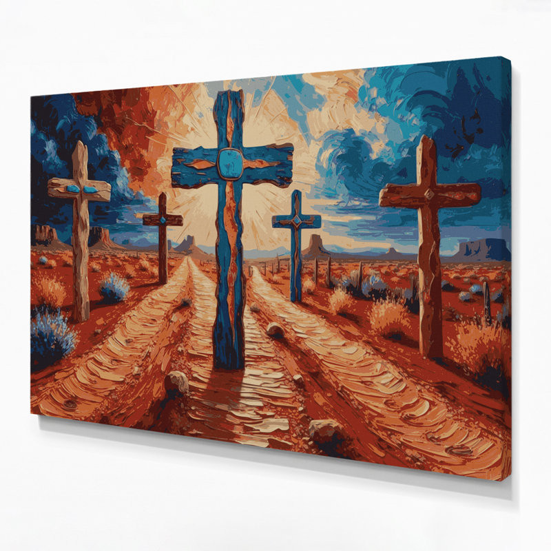 «Southwestern Patterns Cross Path 210», art mural sur toile brune, H 8 po x l 10 po
