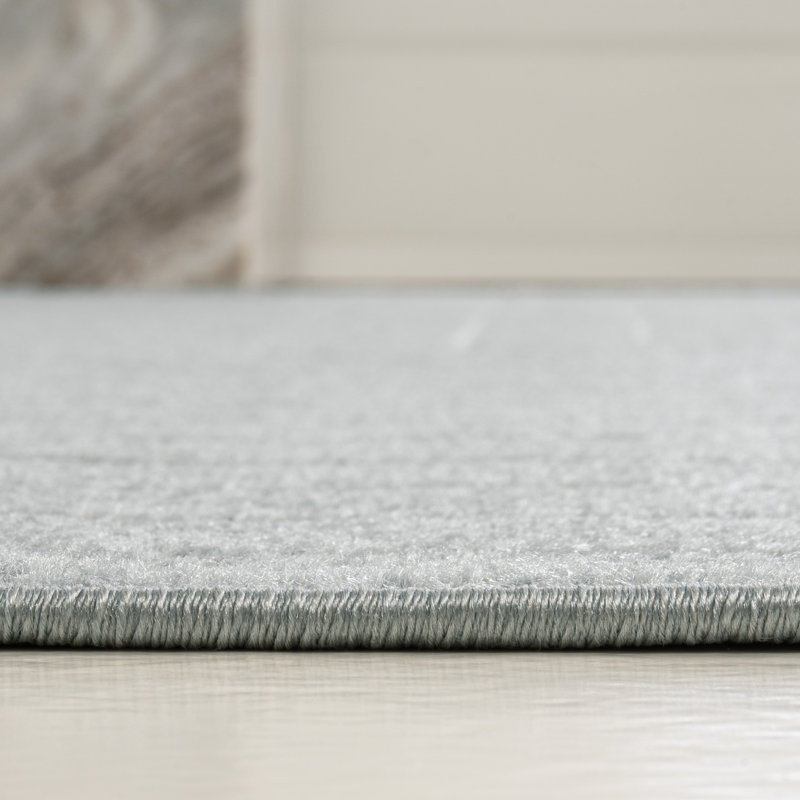 Anaceli High-Low Minimalist Angle Geometric Light Blue/Cream Indoor/Outdoor Rug, Rectangle 5'3" x 7'7"