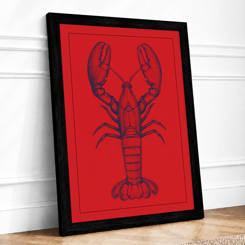 Lobster Study Botanical - Framed Print, A2 - 59.4 x 42.0 cm, Black