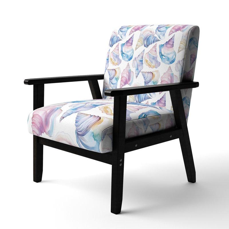 Chaise rembourrée mauve à motif animalier, Accoudoirs carrés noirs