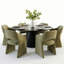 Ensemble de table de salle à manger pour 6 personnes avec table ronde et 6 chaises rembourrées en tissu-12388873-11336403