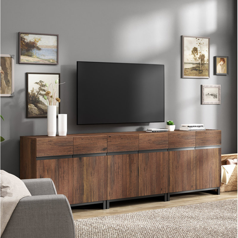 Crédence de rangement l 94,5 po Aadam, Bois brun foncé