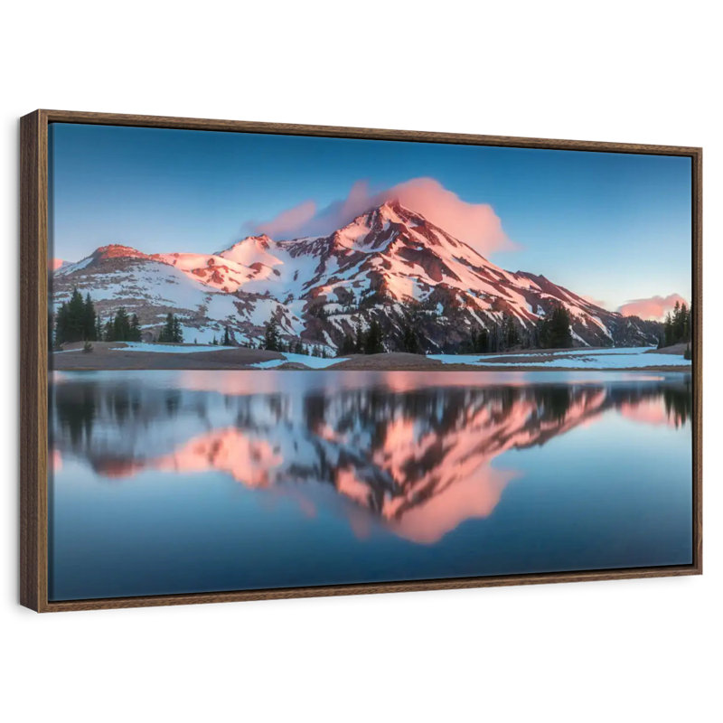 South Sister Mountains, 25 po x 17 po, Cadre flottant noyer