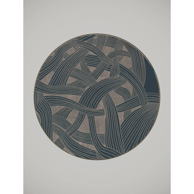Tapis gris / beige en chenille / polyester tissé à la machine Ernfrid, Rond 4 pi