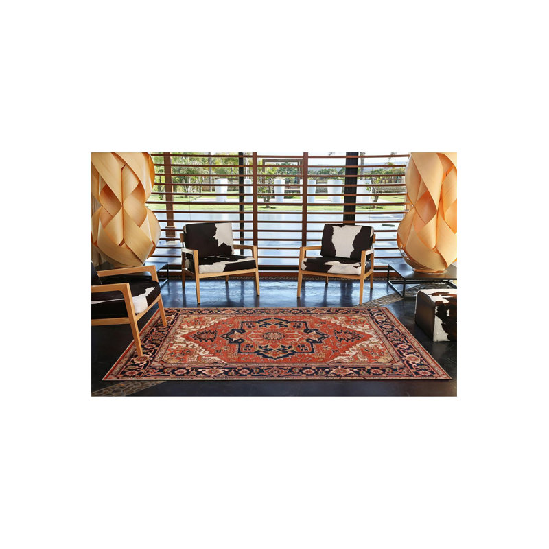 Tapis rouge tissé à motif tissé à la main, Tapis de couloir 3 pi 3 po x 6 pi 7 po inclus
