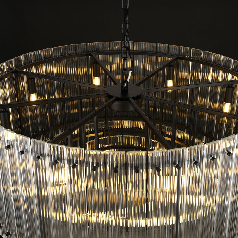 16-light 37''W Round Dimmable Tiered Chandelier with Crystal Accents (Bulbs Included), Matte Black