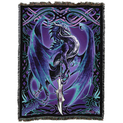 Couverture Storm Blade Dragon de Pure Country Weavers par Ruth Thompson - Jeté en tapisserie fantastique à motif dragon, tissé en coton - Fabriqué aux États-Unis (72 x 54)