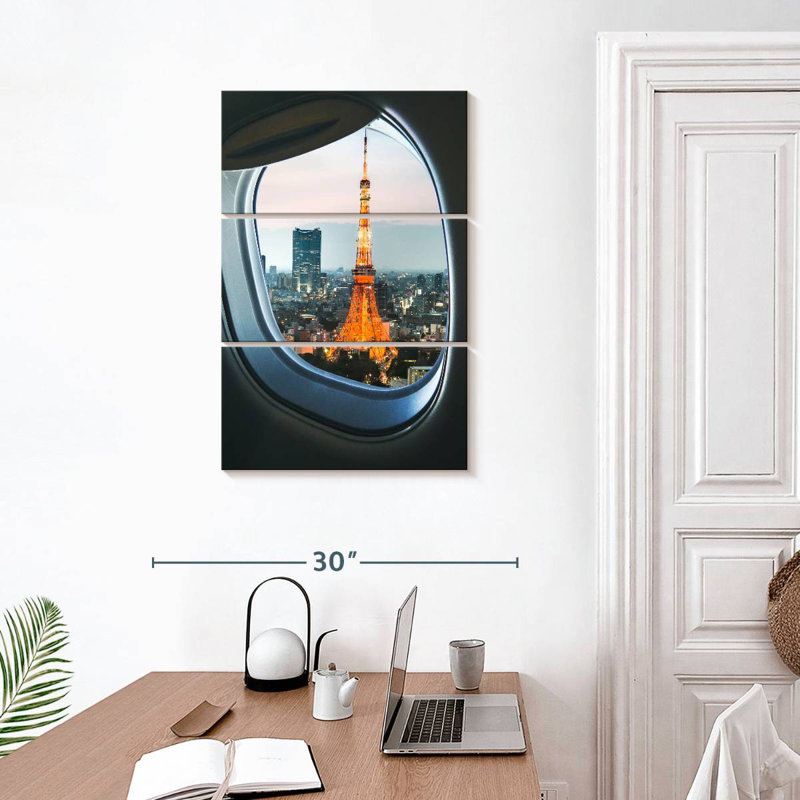 Nicci Tokyo Tower Plane Window View, 32" H x 20" W