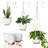 3-Pack Macrame Plant Hangers + Self-Watering Pots, Indoor-Outdoor Ceiling Holders for Home Garden Balcony Decor
