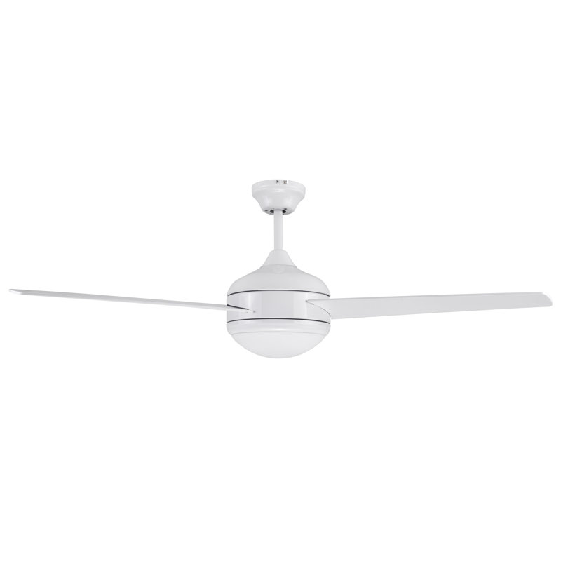Farmingville 52'' Ceiling Fan with Light Kit, White with White Blade, Remote Control
