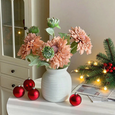 Faux Sunflower Bouquet, Pink Artificial Flowers, For Home Centerpiece For Table Floral Decor