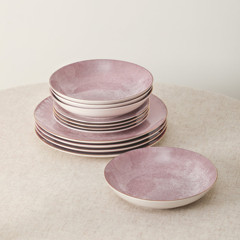 Service de table en porcelaine 24 pièces Christian Siriano, Rose