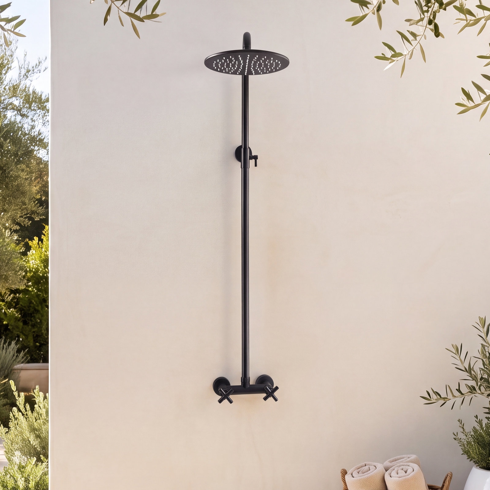 Wall Mount Outdoor Shower, Matte Black