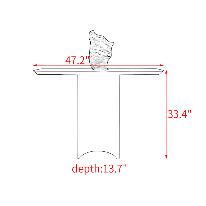 Console en métal de style italien, 33.4" H x 47.2" W x 13.7" D, Doré
