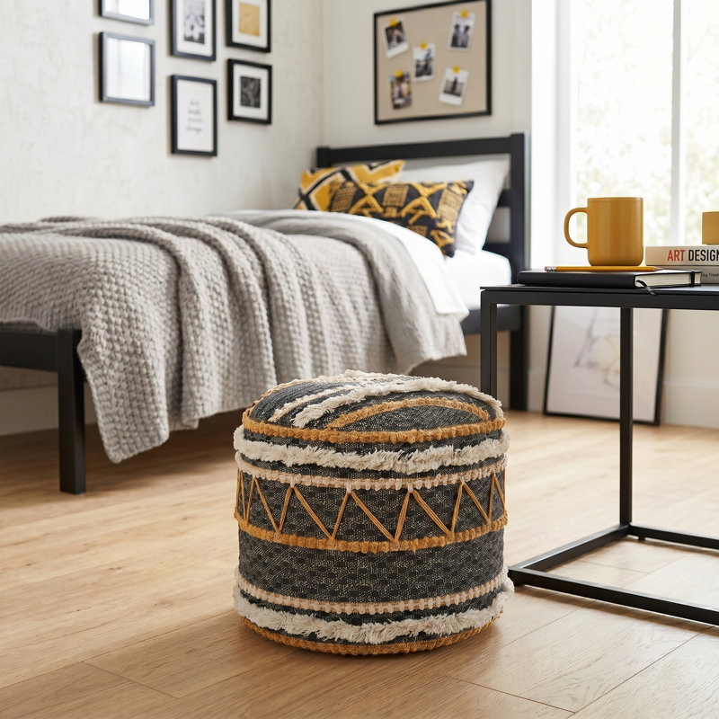 Lebo Handmade Cotton Upholstered Ottoman Pouf