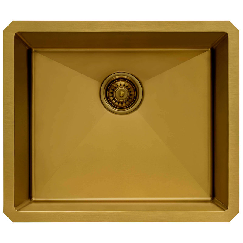 Ruvati 21-inch Stainless Steel Undermount Bar Prep Kitchen Sink, Matte Gold Satin Brass