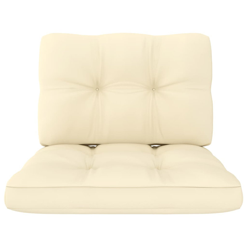 Ensemble de 2 coussins de palette en tissu crème vidaXL 100% polyester crème, H 23,6 po x l 23,6 po x P 4,7 po, Beige, 2