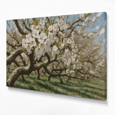 «Botanical Apple Tree Branches», art mural sur toile brune