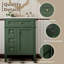 Meuble-lavabo moderne avec un lavabo, 61 cm (L) x 46 cm (P), armoire en bois vert avec lavabo en céramique intégré et tiroirs