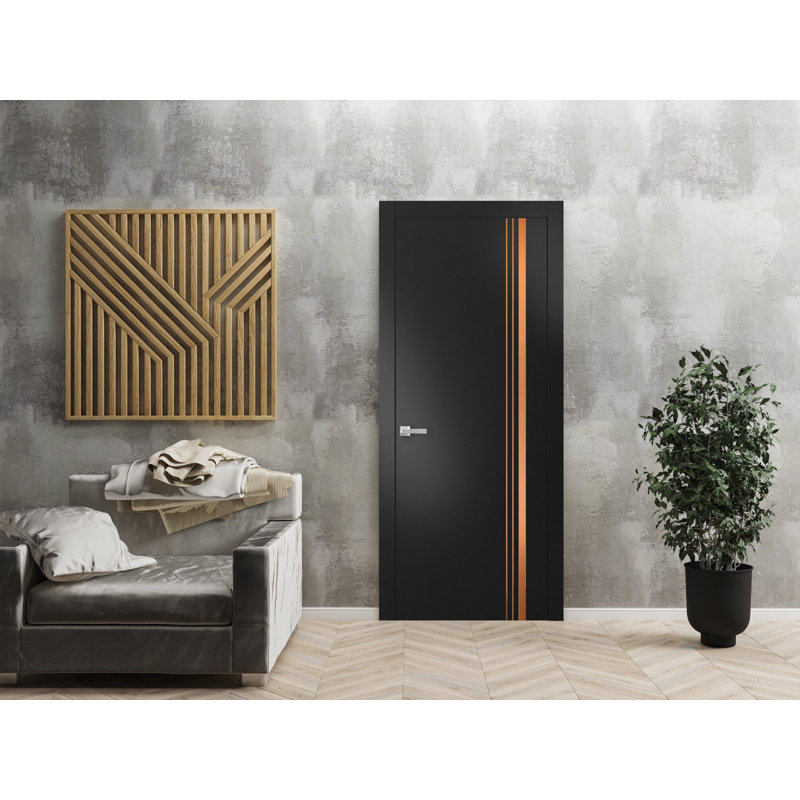 Porte intérieure moderne avec poignée | Planum 1010 | Garniture simple à panneau simple Regural | Salle de bain, Noir mat