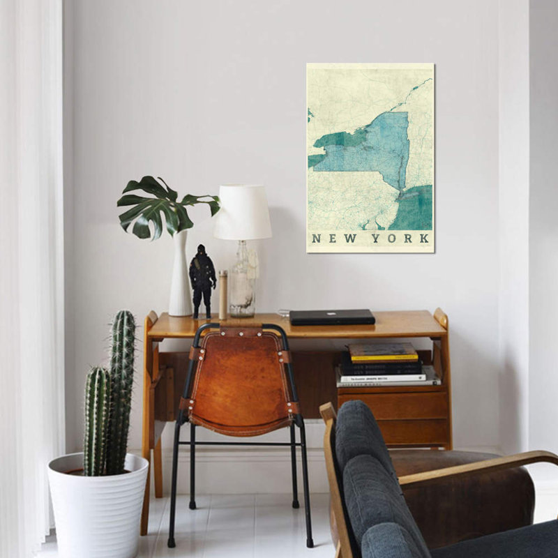 «New York Map», impression sur toile, H 18 po x l 12 po x P 1,5 po, Toile tendue, Pas de tapis