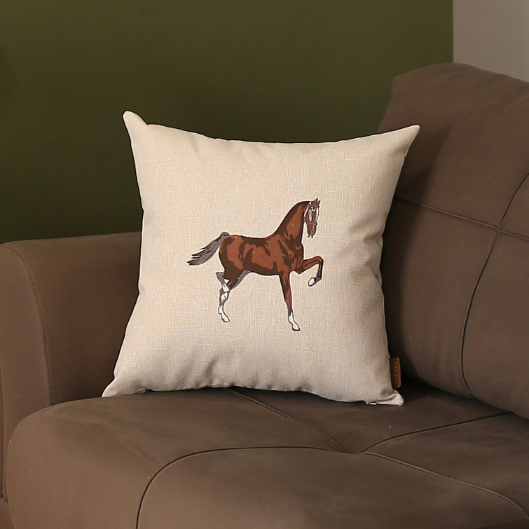 Embroidered Horse Pillow