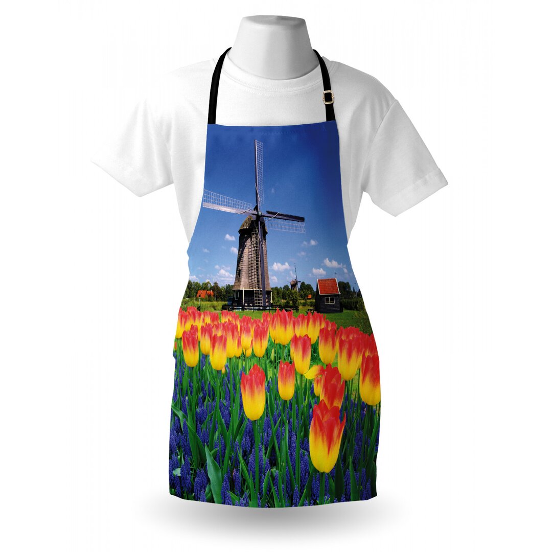 Kochschürze, Blooming Tulip Windmill, Blume, Gelb / Blau