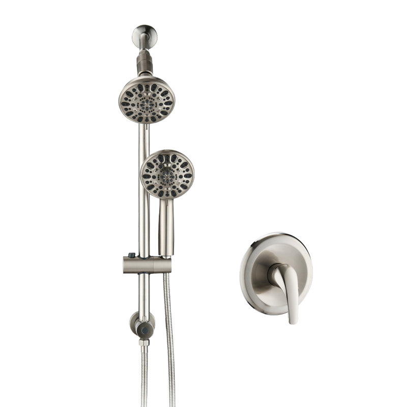 Tête de douche à pluie murale 5 pouces avec douche à main multifonction Topcraft, Nickel brossé