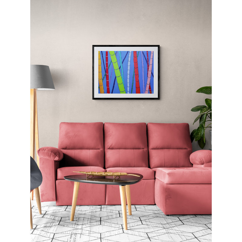 Bamboo On Blue Print by Sue Graef, Wrapped Canvas, 24" H x 32" W